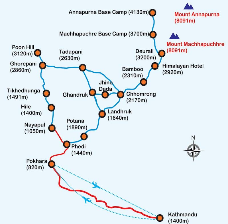 7 Days Annapurna Base Camp Trek Cost US$ 530 